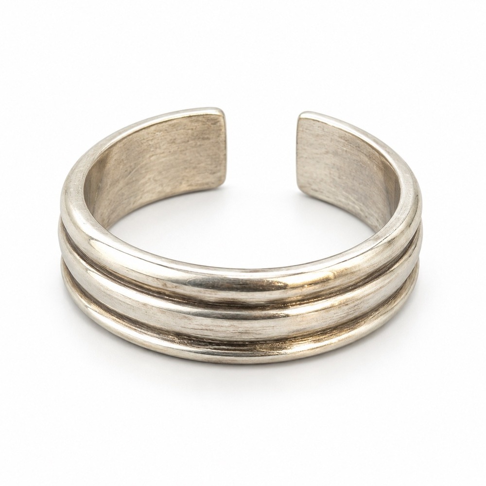 925 Sterling Silver Triple Band Adjustable Toe Ring Pinky Ring Size 4 Boho